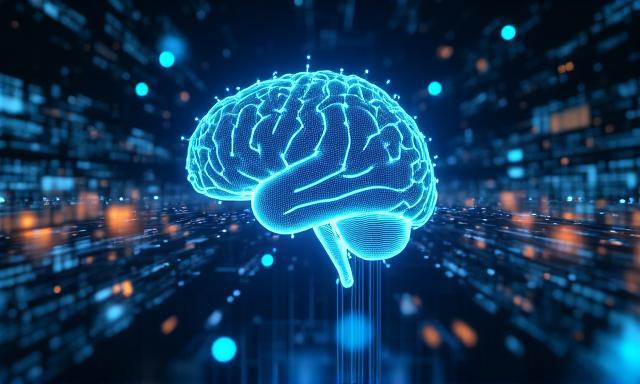 Visualización de inteligencia artificial procesando datos financieros