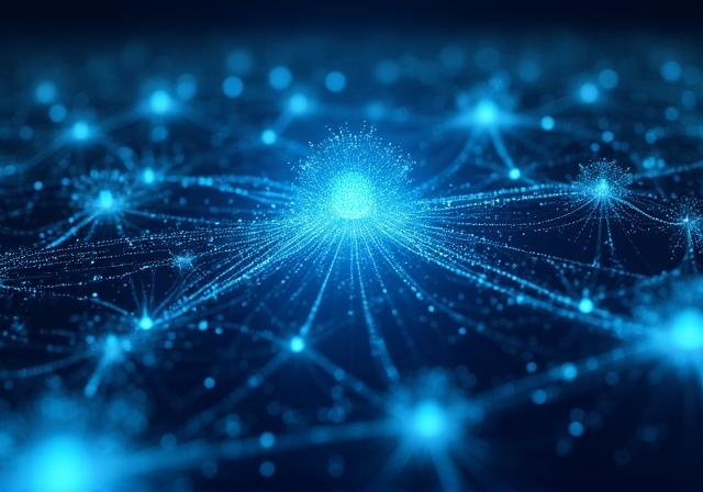 Visualización de red neuronal y flujos de datos inteligentes