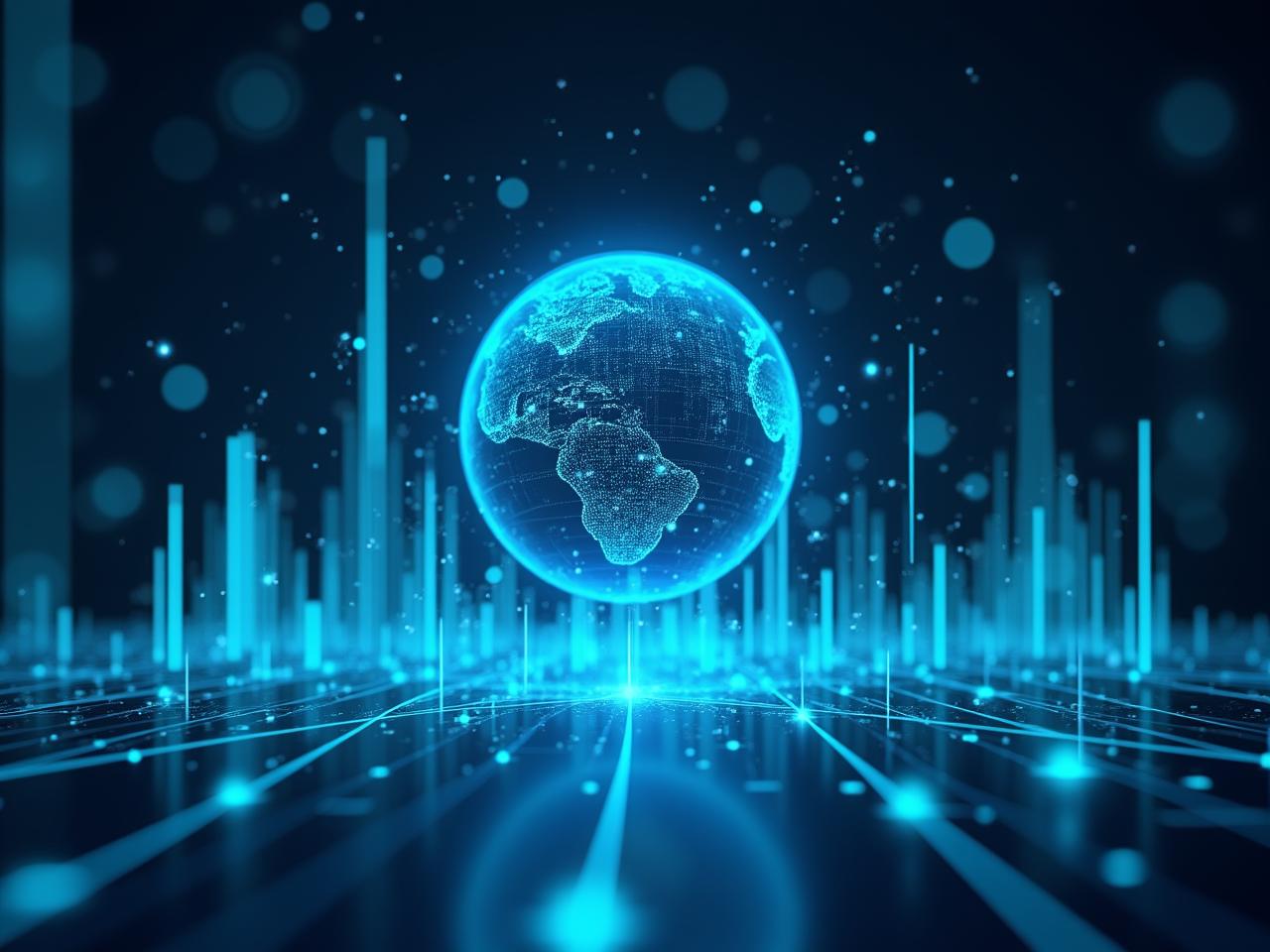 Visualización de datos predictivos y gráficos futuristas